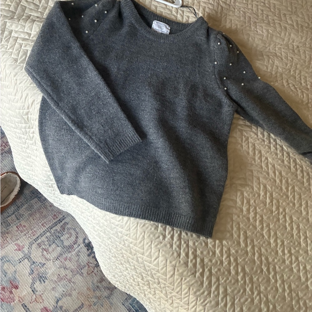 Absolutely Gray Sweater with Pearl Accents